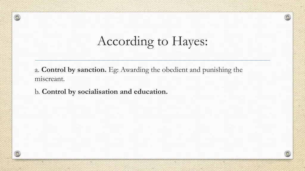 according to hayes