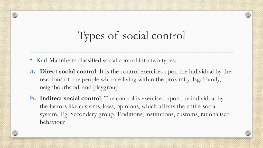 types of social control