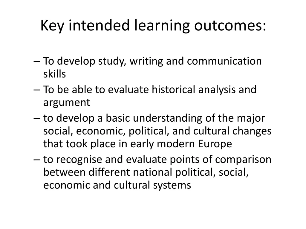 key intended learning outcomes