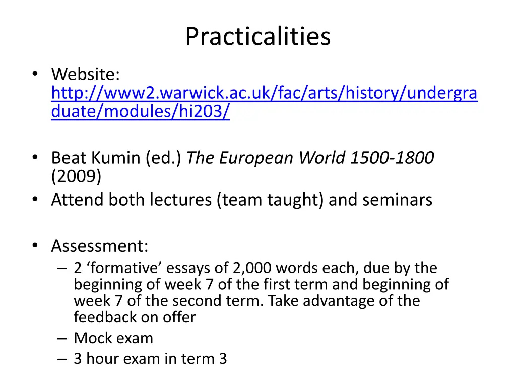 practicalities