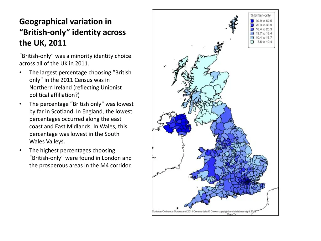 geographical variation in british only identity