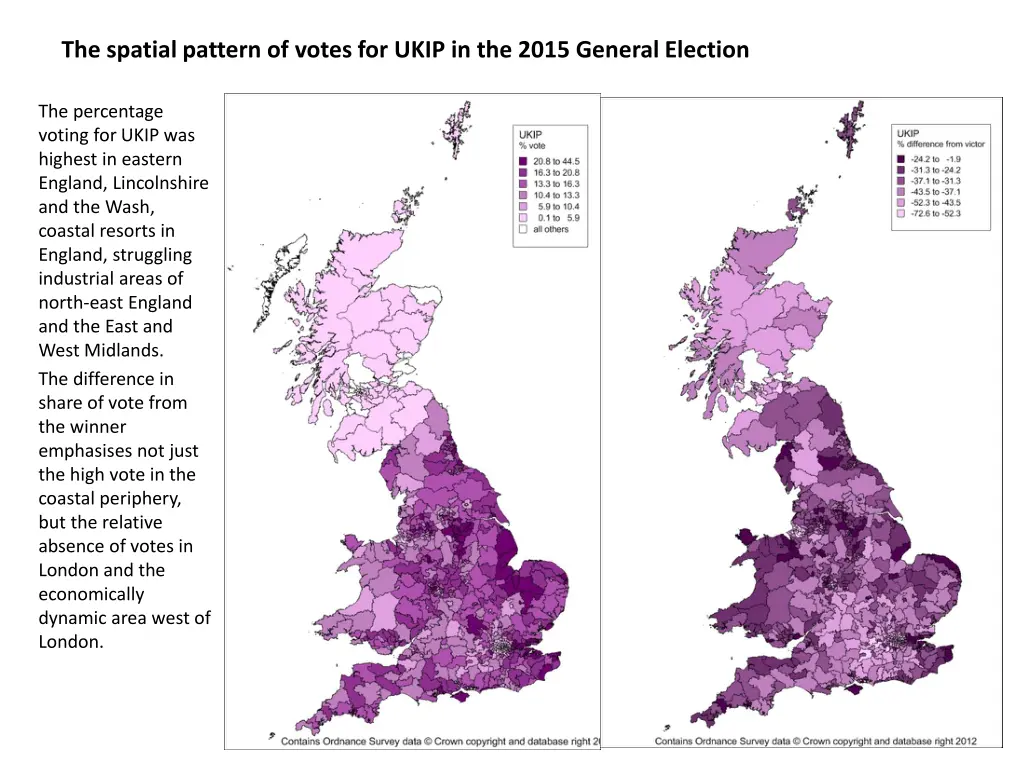 the spatial pattern of votes for ukip in the 2015