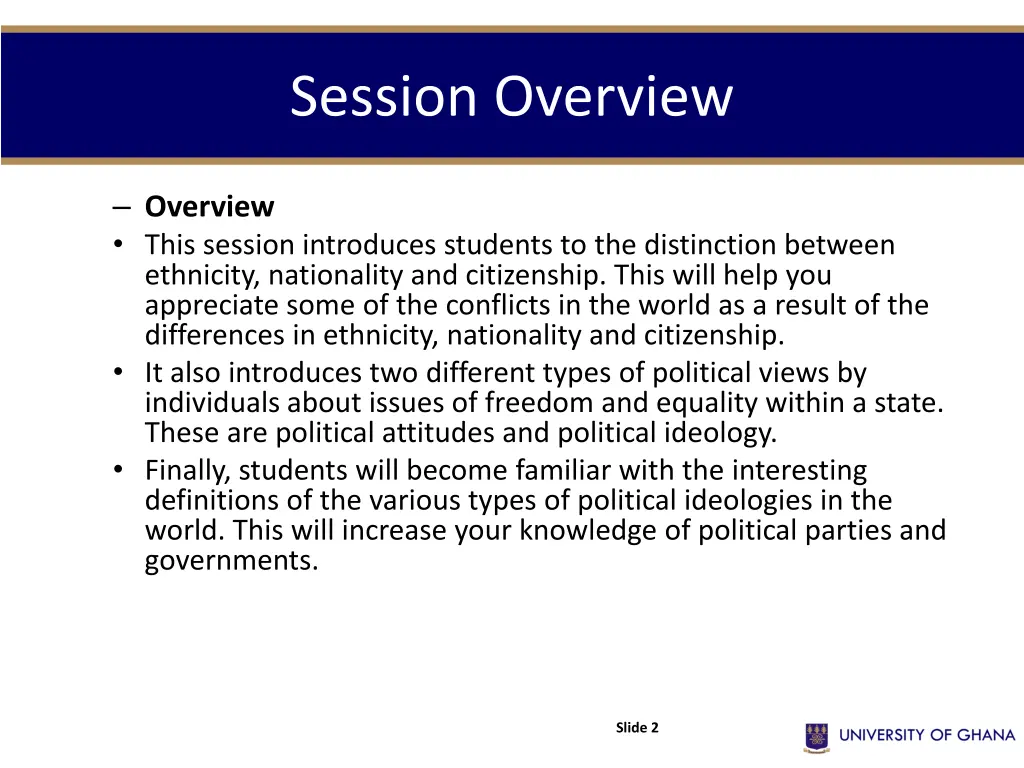session overview