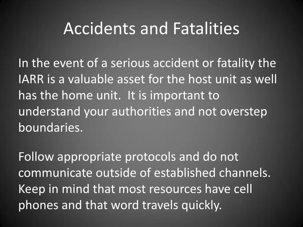 accidents and fatalities