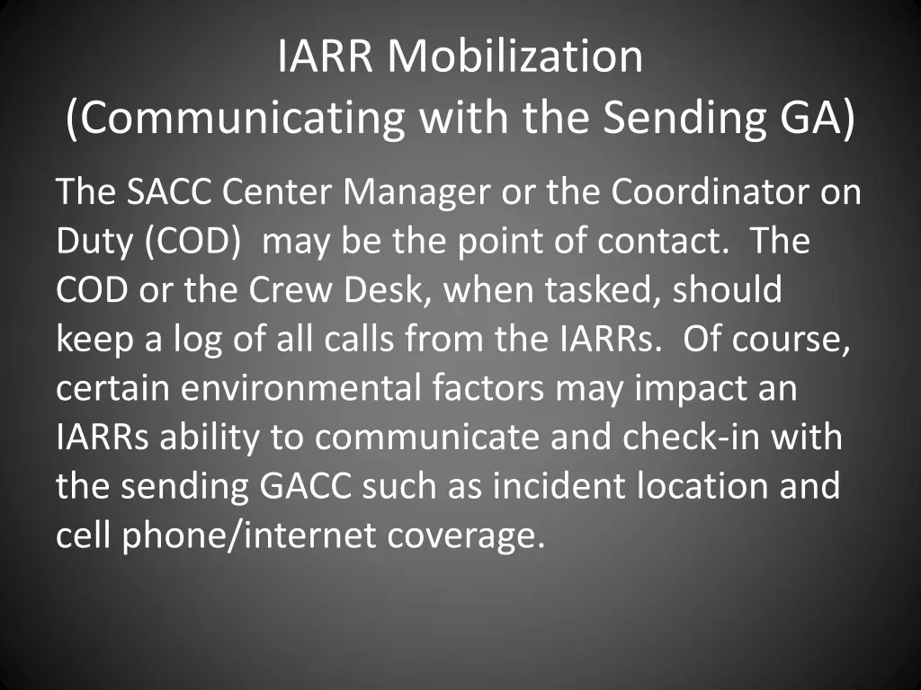 iarr mobilization 1