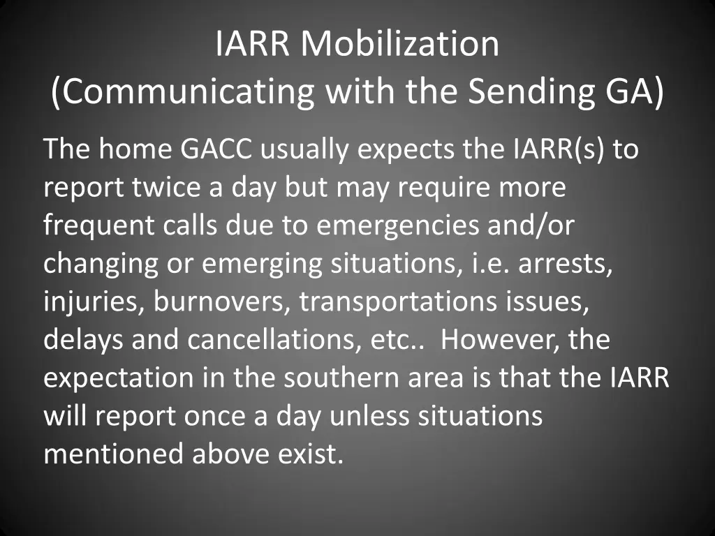 iarr mobilization