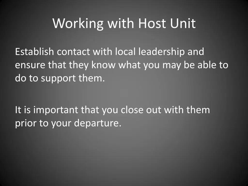 working with host unit