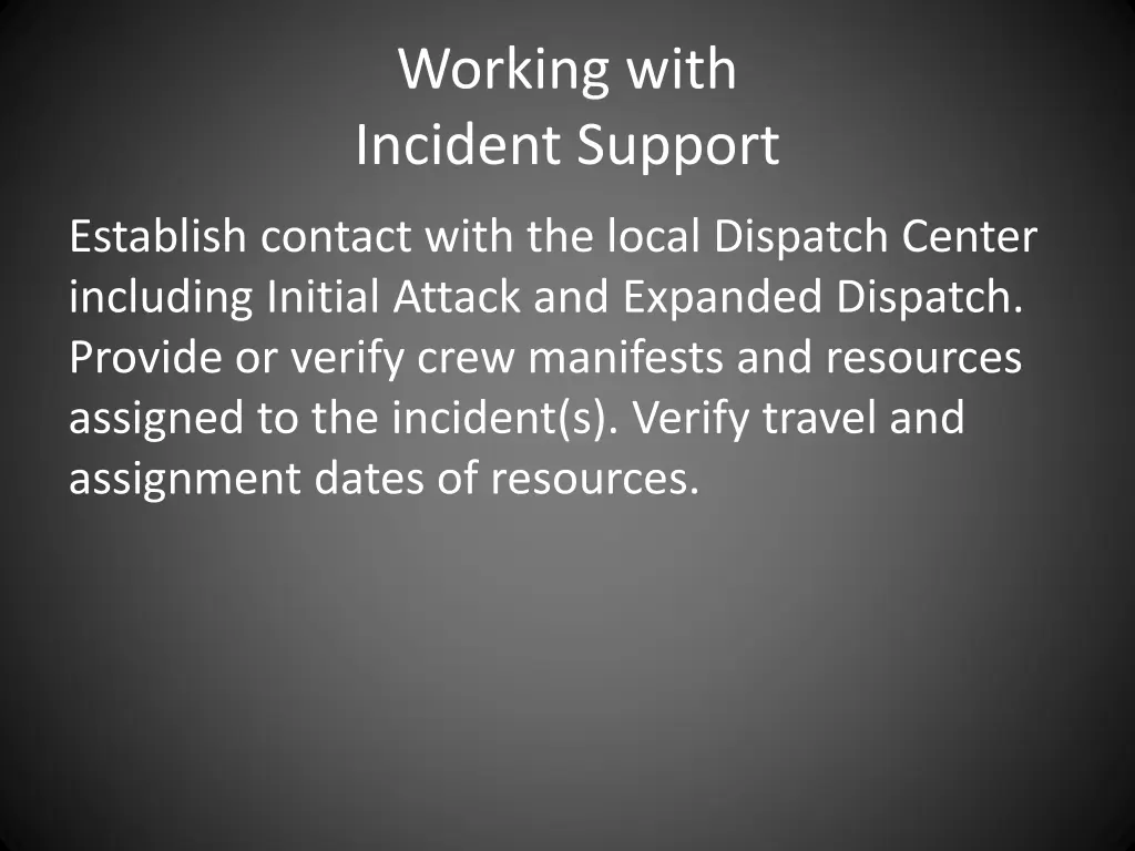 working with incident support 1