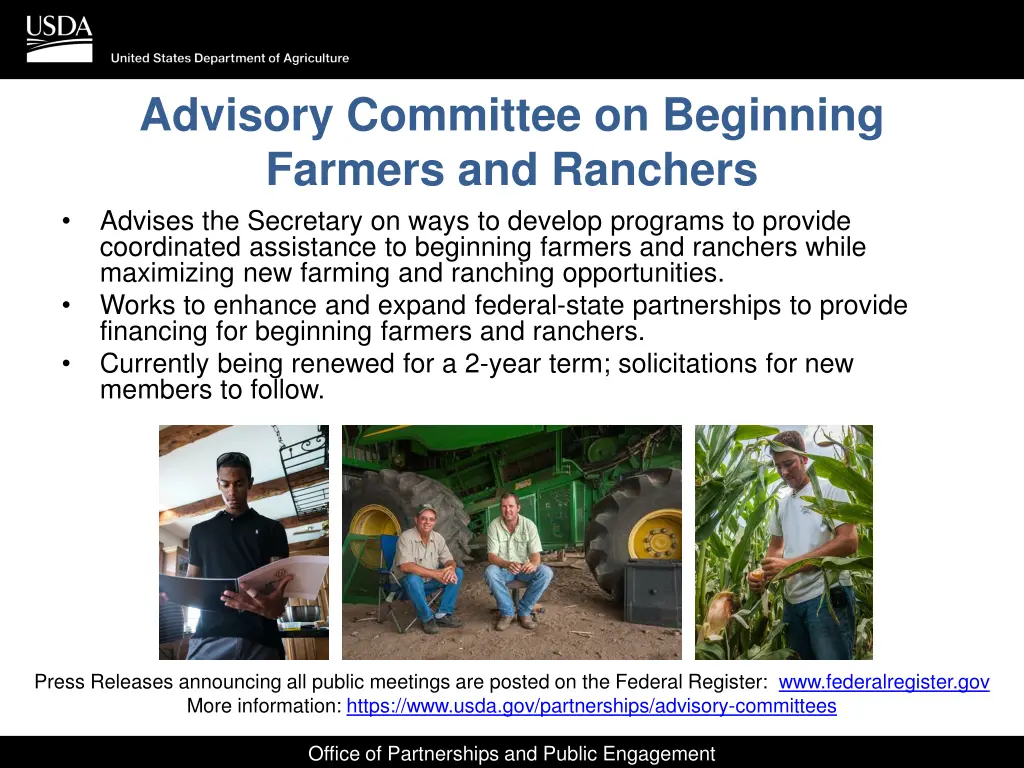 advisory committee on beginning farmers