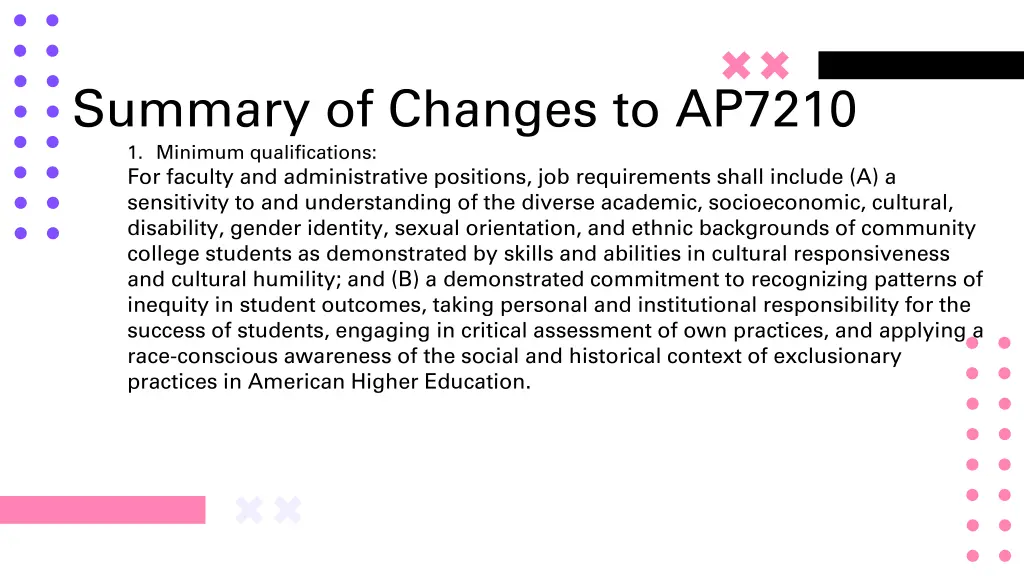 summary of changes to ap7210 1 minimum