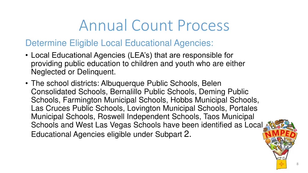 annual count process determine eligible local 1