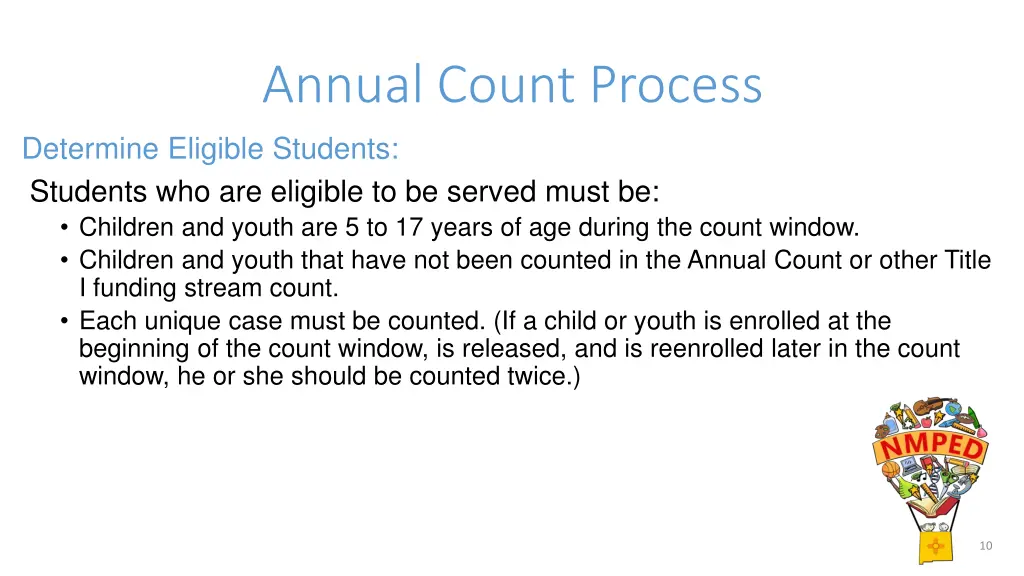 annual count process determine eligible students