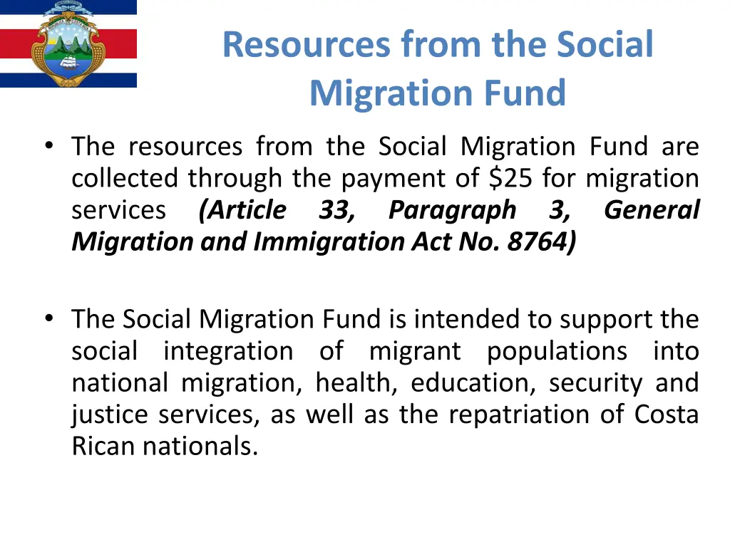 resources from the social migration fund
