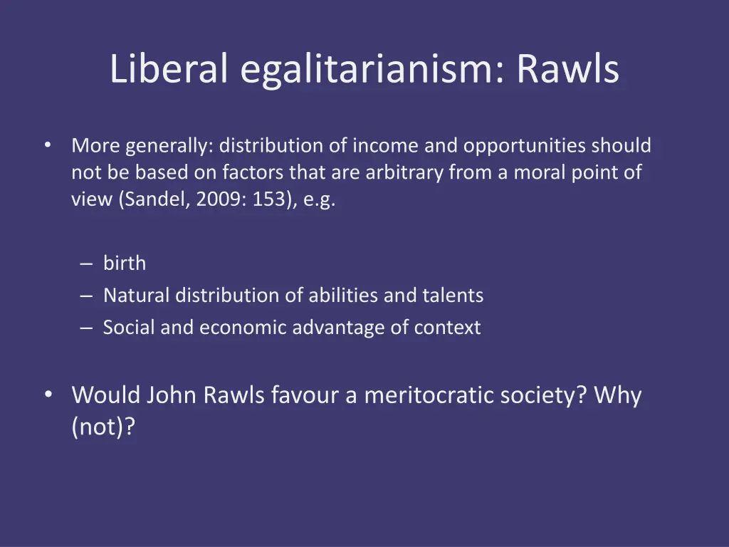 liberal egalitarianism rawls 1