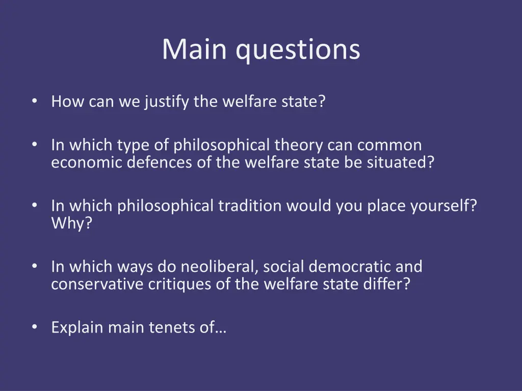 main questions