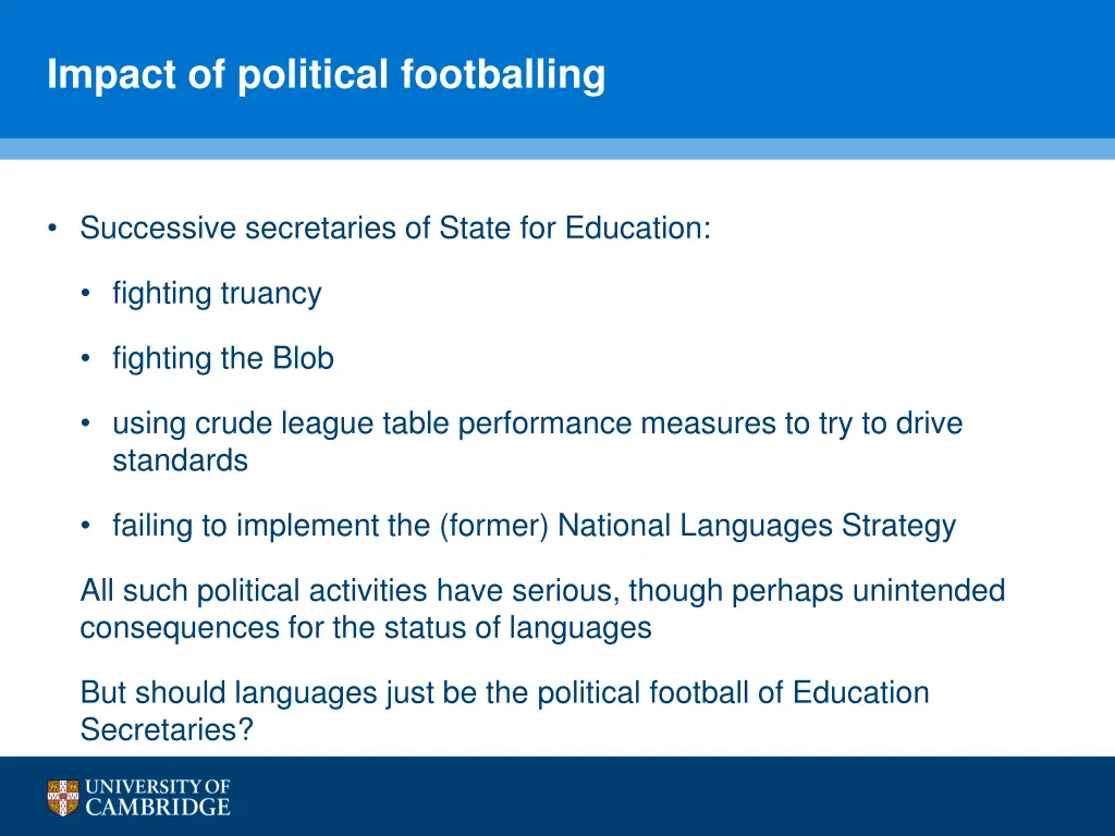impact of political footballing