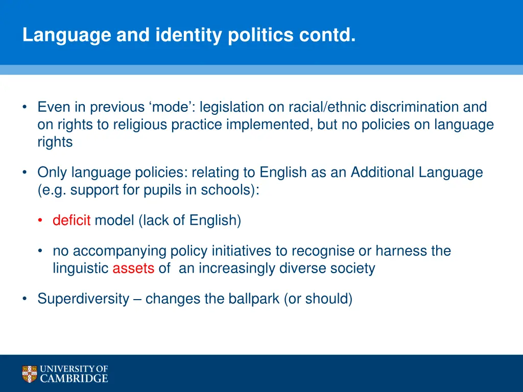 language and identity politics contd