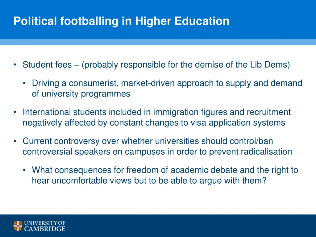 political footballing in higher education
