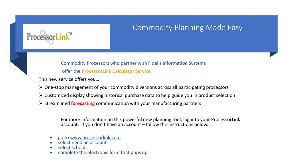commodity planning made easy