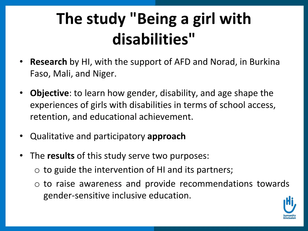 the study being a girl with disabilities