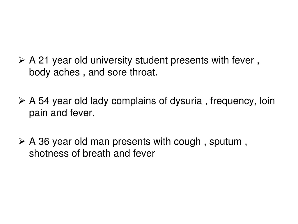 a 21 year old university student presents with