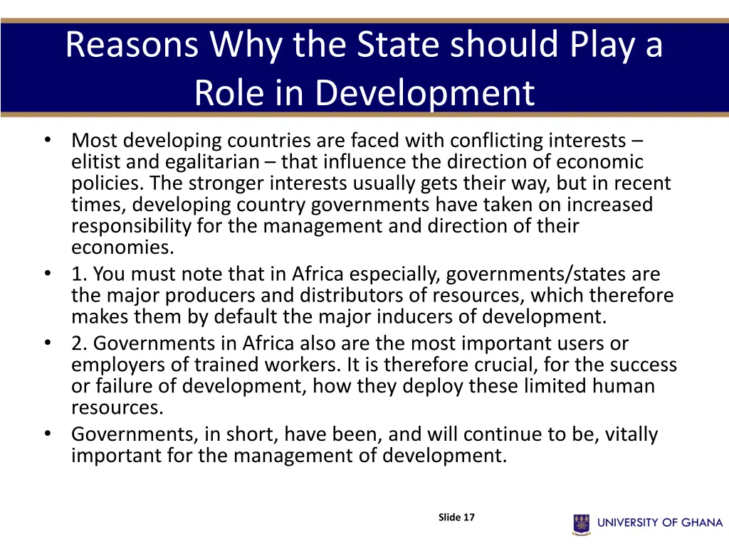 reasons why the state should play a role