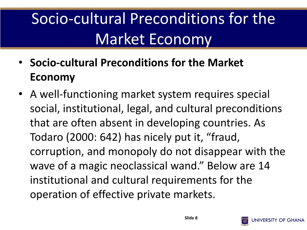 socio cultural preconditions for the market