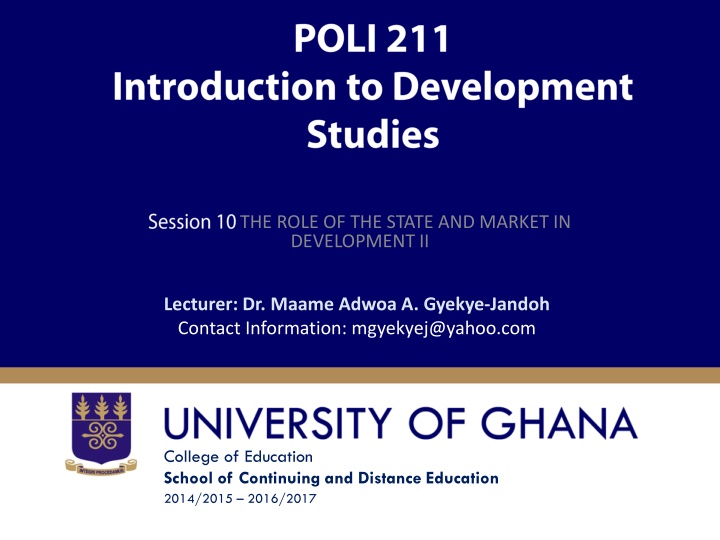the role of the state and market in development ii