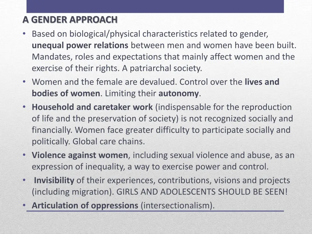 a gender approach based on biological physical
