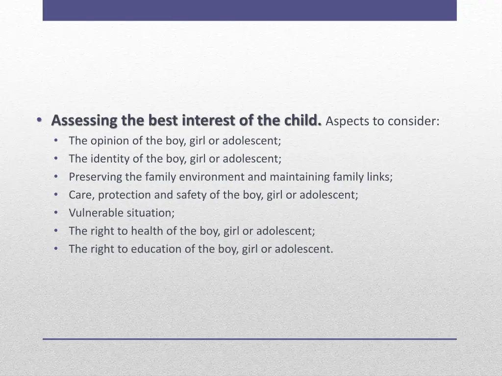 assessing the best interest of the child aspects