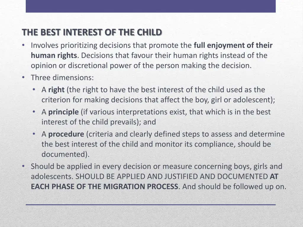 the best interest of the child involves