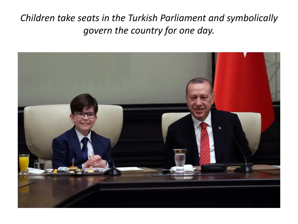children take seats in the turkish parliament