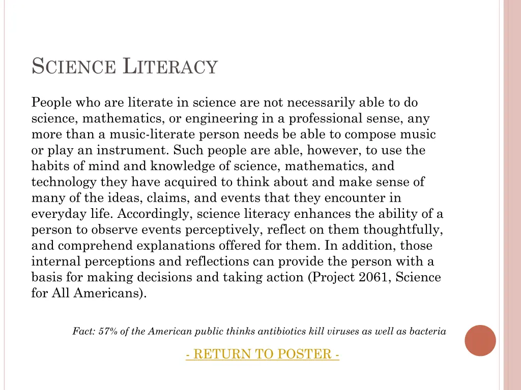 s cience l iteracy