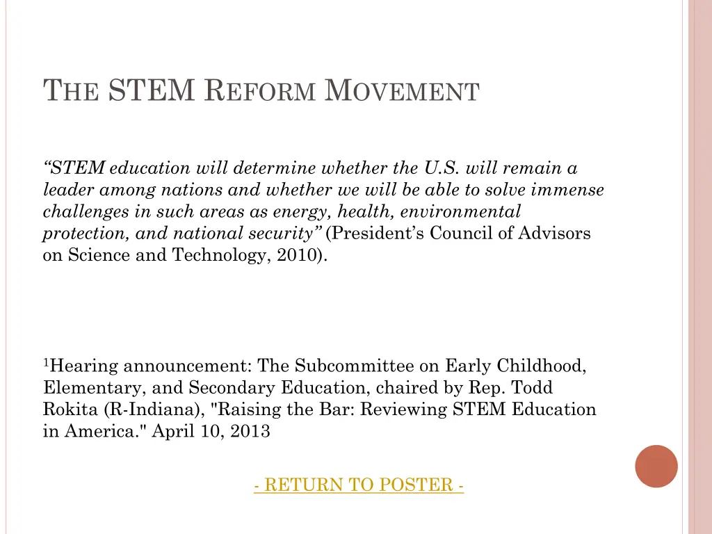 t he stem r eform m ovement