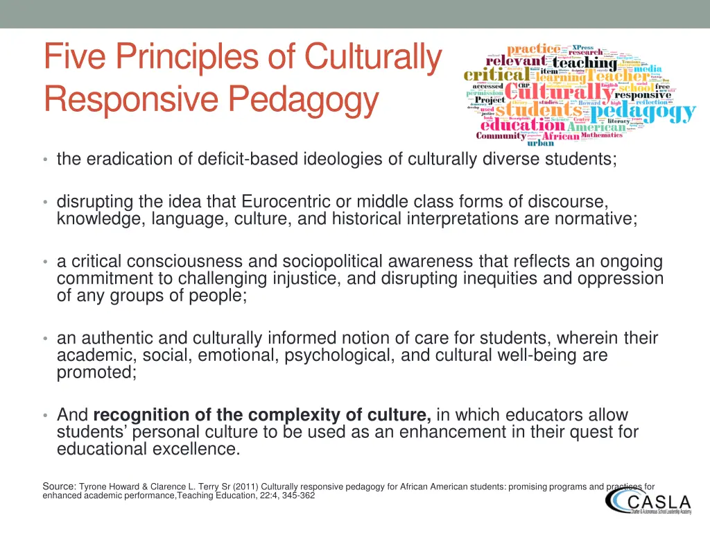 five principles of culturally responsive pedagogy