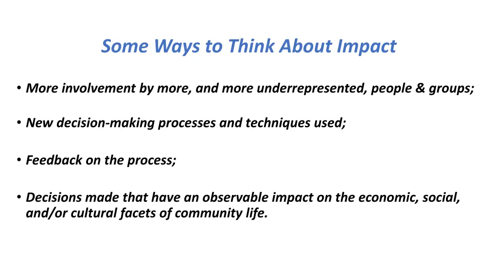 some ways to think about impact