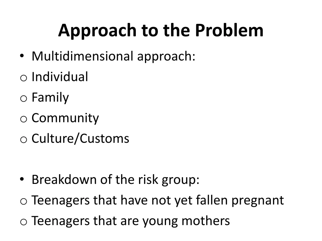 approach to the problem multidimensional approach
