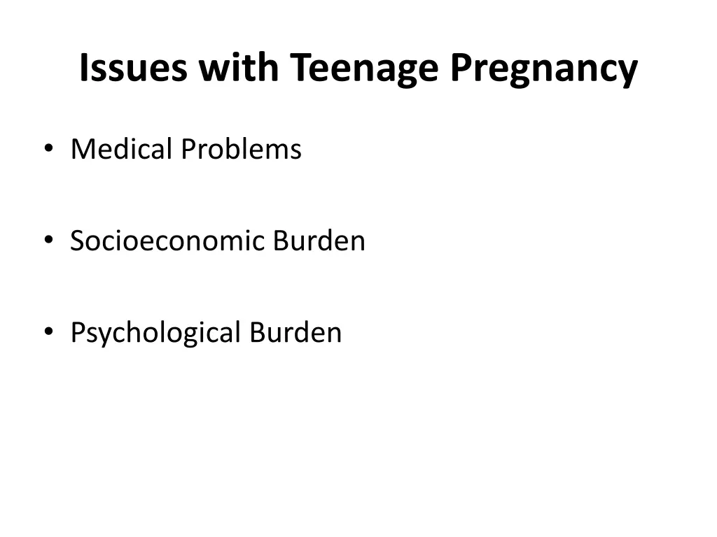 issues with teenage pregnancy