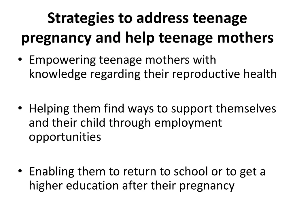 strategies to address teenage pregnancy and help