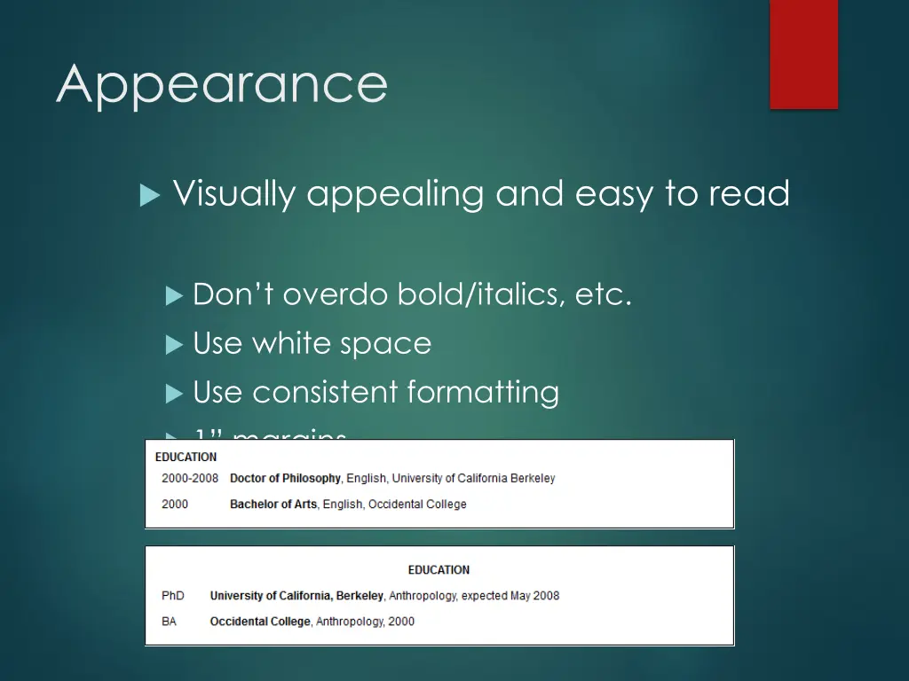 appearance