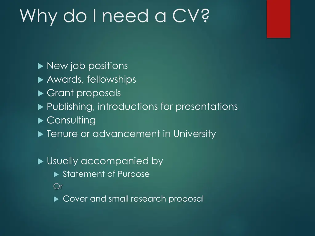 why do i need a cv