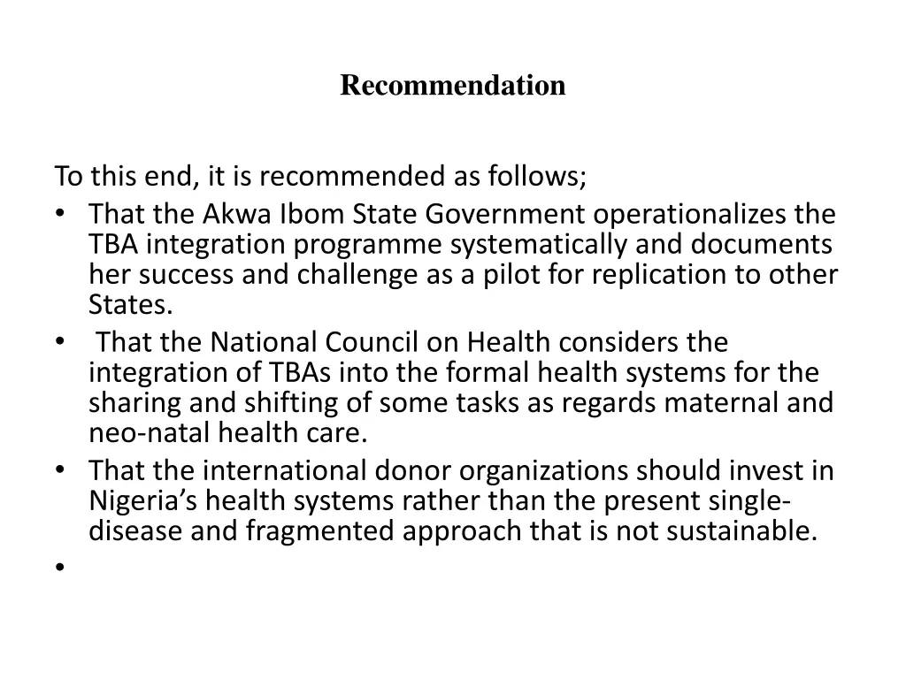 recommendation