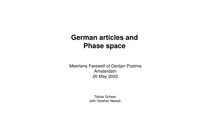 german articles and phase space