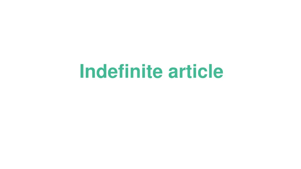 indefinite article
