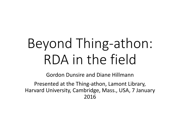 beyond thing athon rda in the field