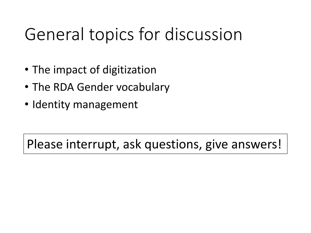 general topics for discussion