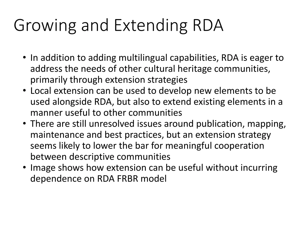 growing and extending rda
