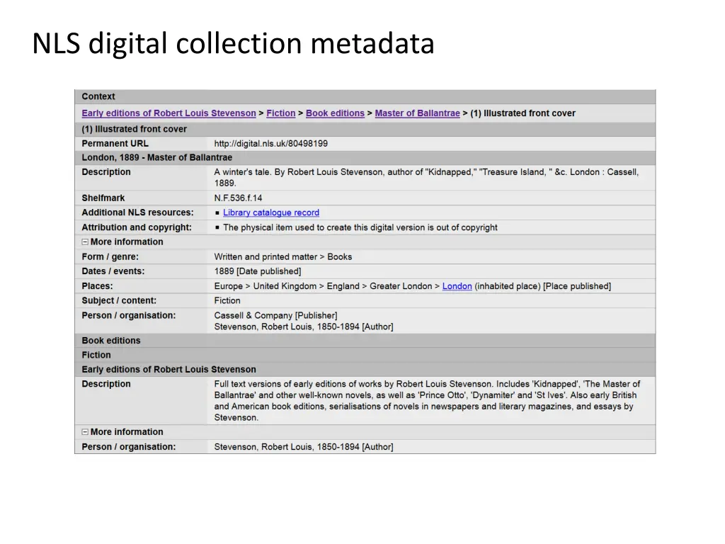 nls digital collection metadata