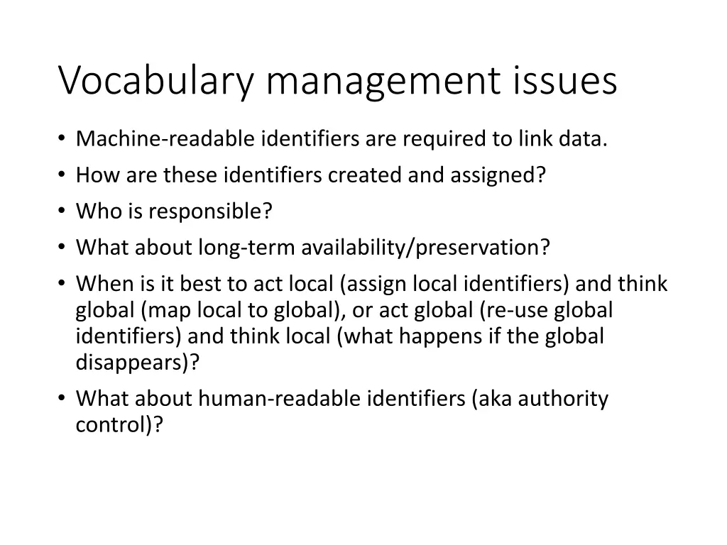 vocabulary management issues