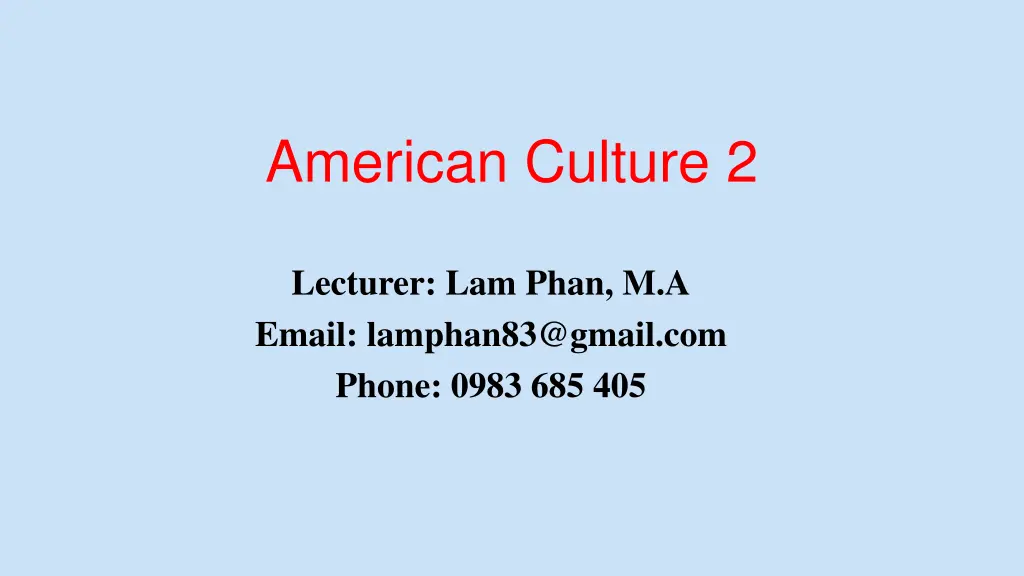 american culture 2